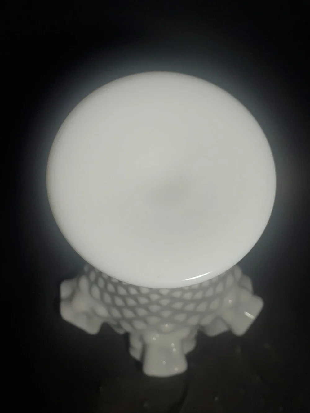 FENTON - Vintage Large Hobnail Milk Glass Trumpet Vase with Crimped Ruffled Rim